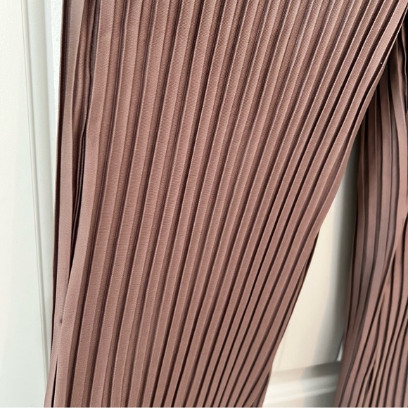 Love Cameron LA Light brown Wide Leg Ruffled Stretchy Pants High Waist Pull On - Picture 5 of 10